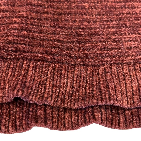 Pink Rose Juniors Burgundy Rust Loose Soft Velour Oversized Cropped Sweater S - Picture 4 of 8